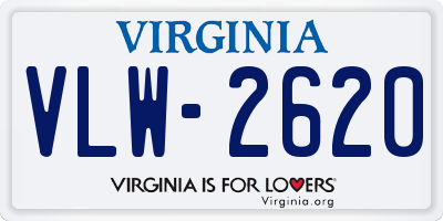 VA license plate VLW2620