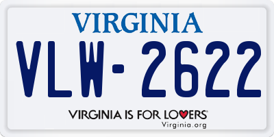 VA license plate VLW2622