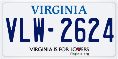 VA license plate VLW2624