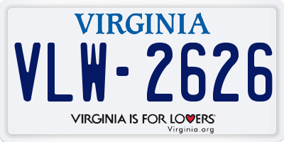 VA license plate VLW2626