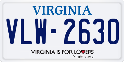 VA license plate VLW2630