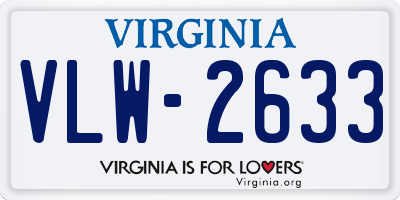 VA license plate VLW2633