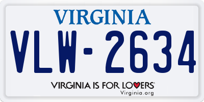 VA license plate VLW2634