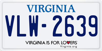 VA license plate VLW2639