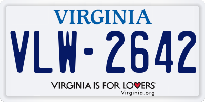 VA license plate VLW2642