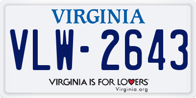 VA license plate VLW2643