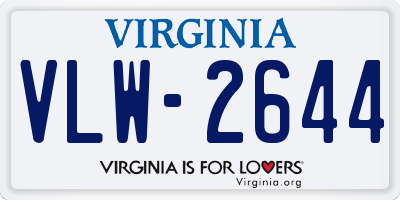 VA license plate VLW2644