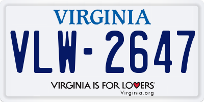 VA license plate VLW2647