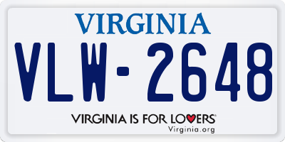 VA license plate VLW2648