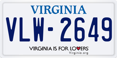 VA license plate VLW2649