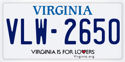 VA license plate VLW2650