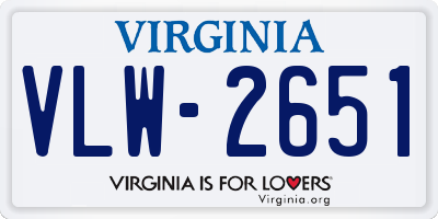 VA license plate VLW2651