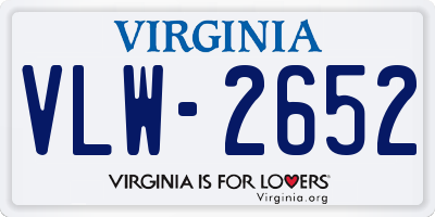 VA license plate VLW2652