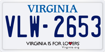 VA license plate VLW2653