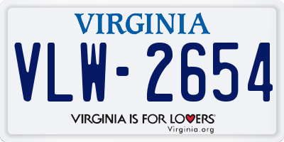 VA license plate VLW2654