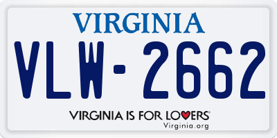 VA license plate VLW2662