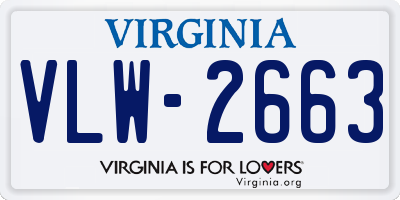 VA license plate VLW2663