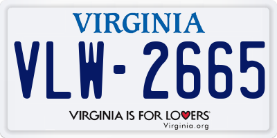 VA license plate VLW2665