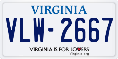 VA license plate VLW2667