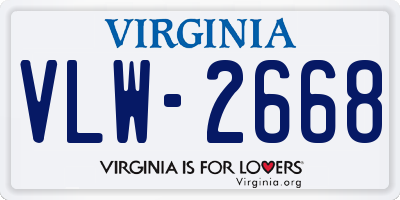 VA license plate VLW2668