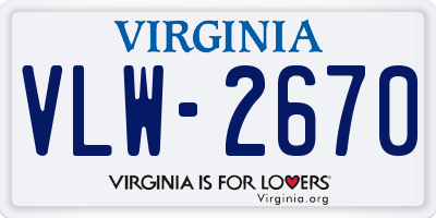 VA license plate VLW2670