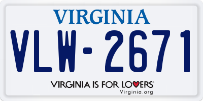 VA license plate VLW2671