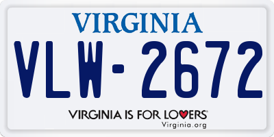 VA license plate VLW2672