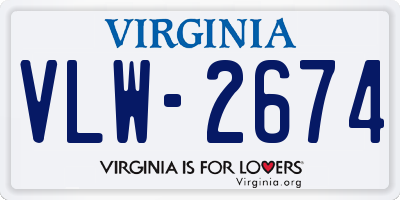 VA license plate VLW2674