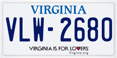 VA license plate VLW2680