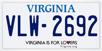 VA license plate VLW2692