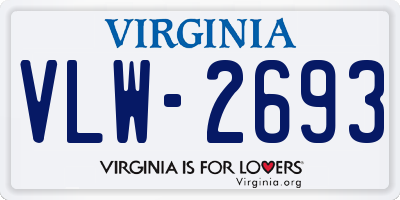 VA license plate VLW2693