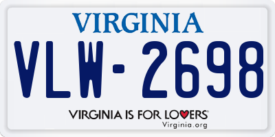 VA license plate VLW2698