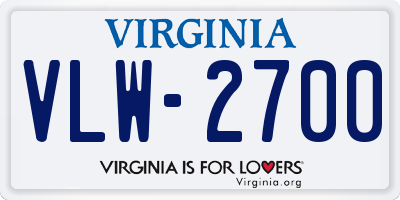 VA license plate VLW2700