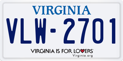 VA license plate VLW2701