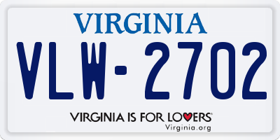 VA license plate VLW2702