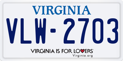 VA license plate VLW2703