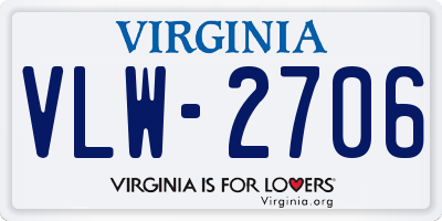 VA license plate VLW2706