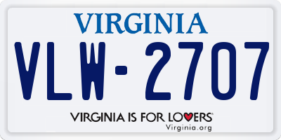 VA license plate VLW2707