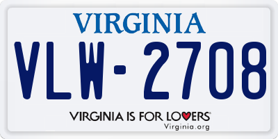 VA license plate VLW2708