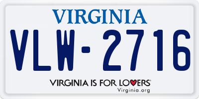 VA license plate VLW2716