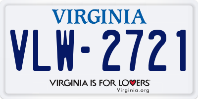 VA license plate VLW2721