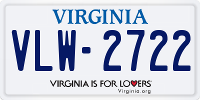 VA license plate VLW2722