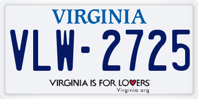 VA license plate VLW2725