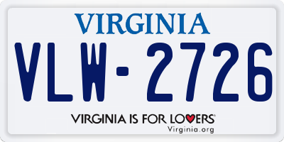 VA license plate VLW2726