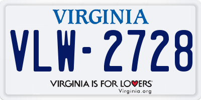 VA license plate VLW2728