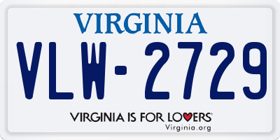 VA license plate VLW2729