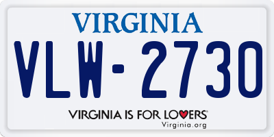 VA license plate VLW2730