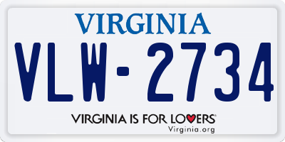 VA license plate VLW2734