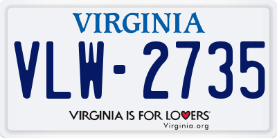 VA license plate VLW2735