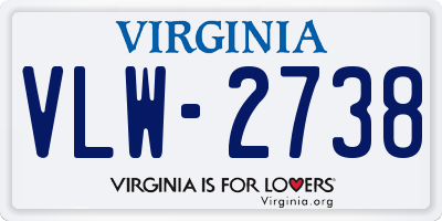 VA license plate VLW2738